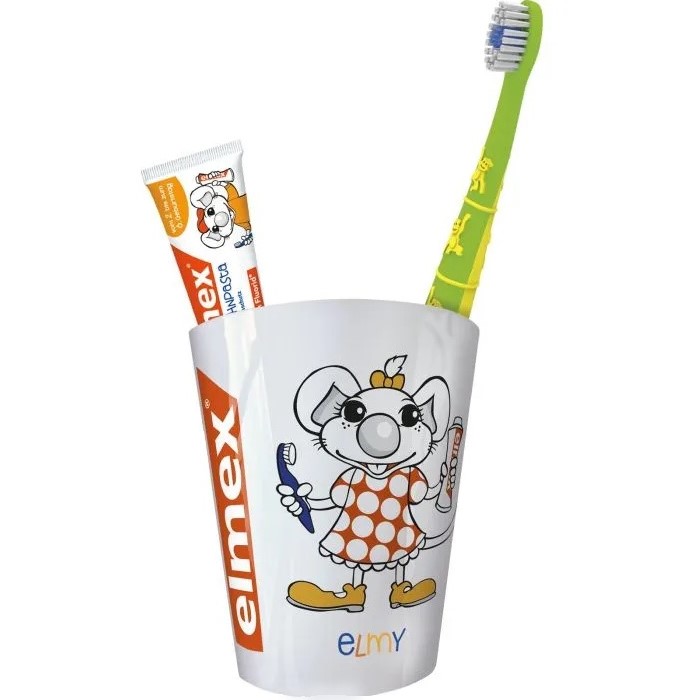 Elmex Kids KIT - zubní pasta 12ml + kartáček + kelímek (sáček)