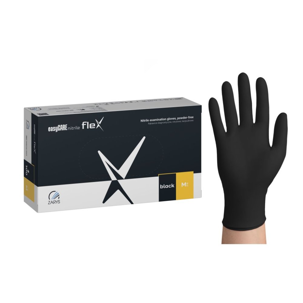 Zarys easyCARE FLEX nitrilové rukavice M (7-8) černé, 100ks