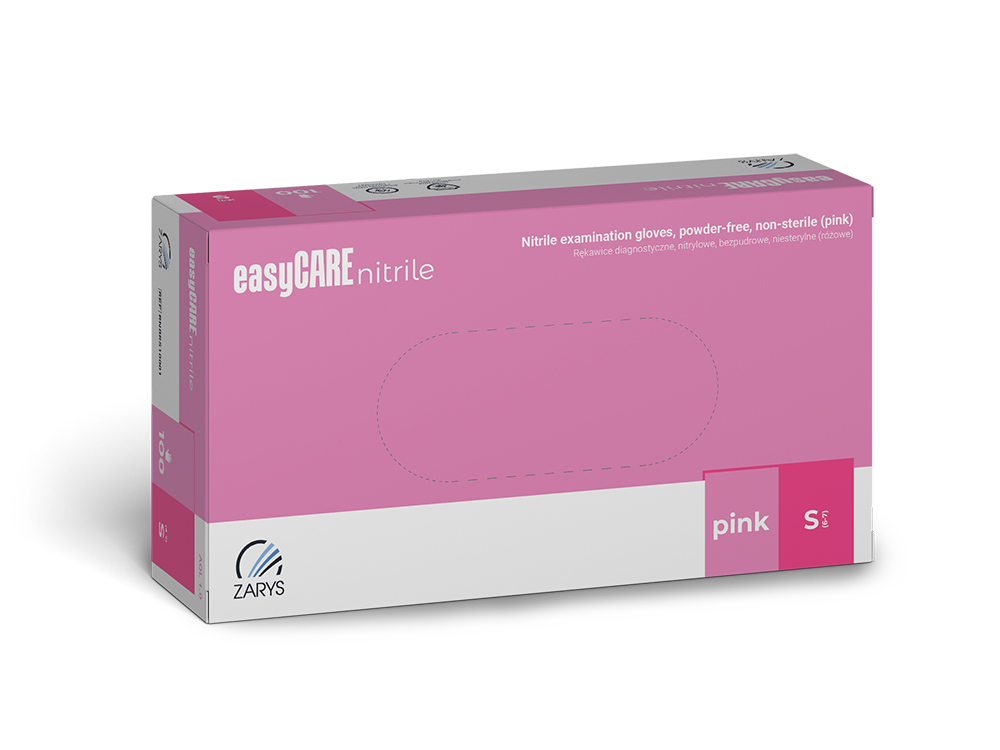 Zarys easyCARE vyšetřovací nitrilové rukavice S (6-7) růžové, 100ks