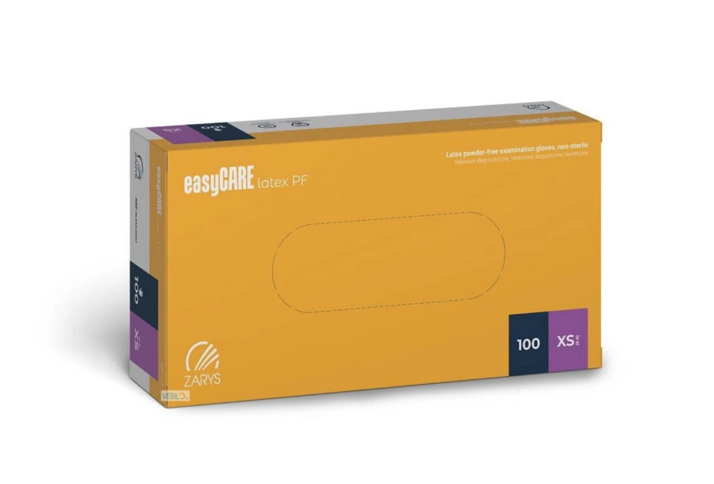 Zarys easyCARE vyšetřovací latexové rukavice XS (5-6) bez pudru, 100ks