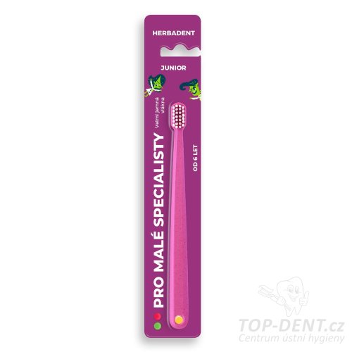 Herbadent JUNIOR zubní kartáček s velmi jemnými vlákny 4* (růžový), 1 ks