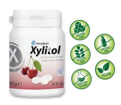 Miradent Xylitol Drops pastilky s xylitolem TŘEŠEŇ, 26ks (60g)