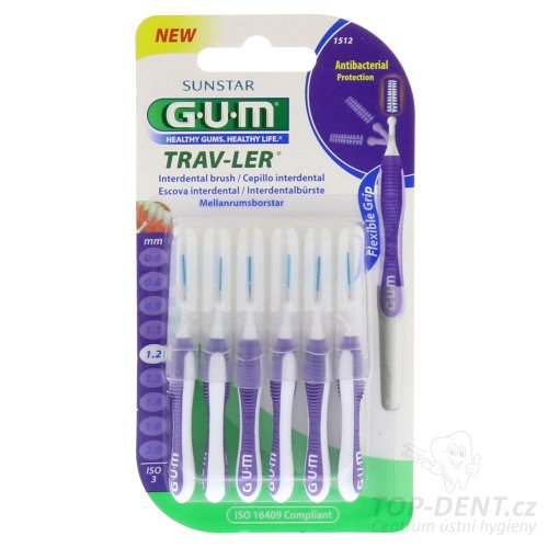 GUM Trav-ler mezizubní kartáčky (fialové), 6ks