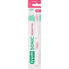 GUM Sonic SENSITIVE náhradní hlavice (bílé s růžovou), 2ks