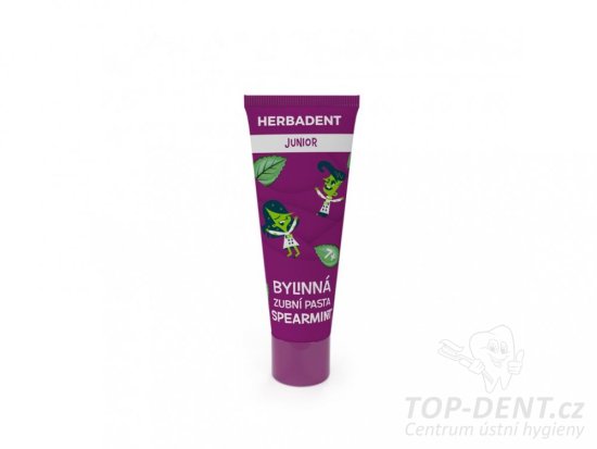 Herbadent JUNIOR Bylinná zubní pasta SPEARMINT s fluoridy, 75 g