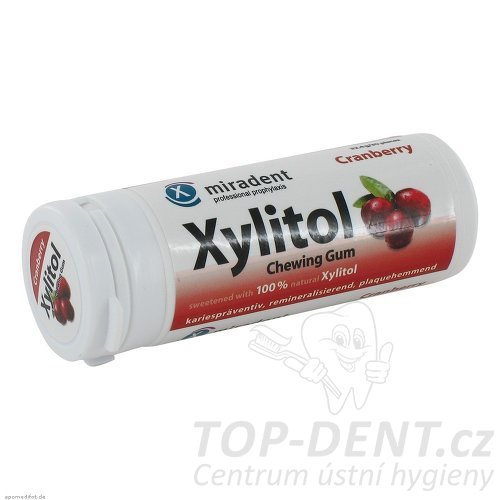 Miradent Xylitol žvýkačky brusinka, 30ks