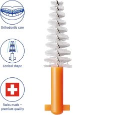 Curaprox CPS 14 Regular ORTHO REFILL medzizubné kefky (oranžové), 4ks (blister)