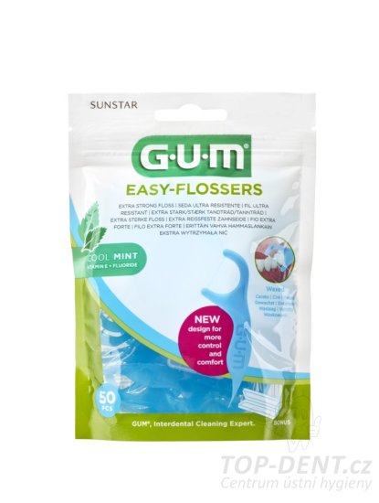 GUM Easy Flosser s mentolovou nití, 50 ks + pouzdro