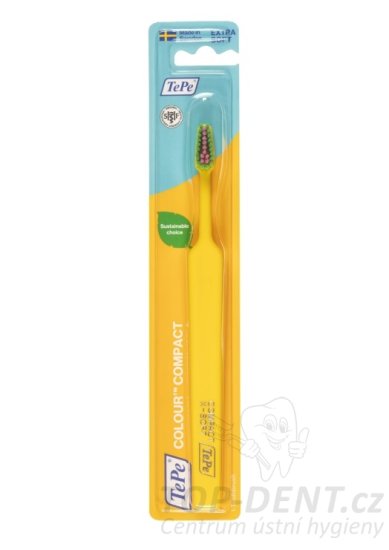 TePe Compact Colour X-SOFT zubní kartáček, žlutý (blistr)