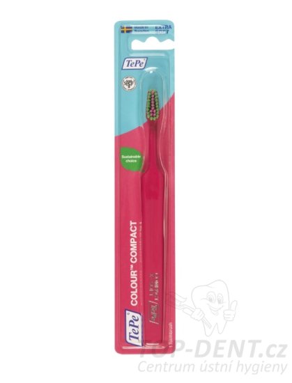 TePe Compact Colour X-SOFT zubní kartáček, tmavě růžový (blistr)
