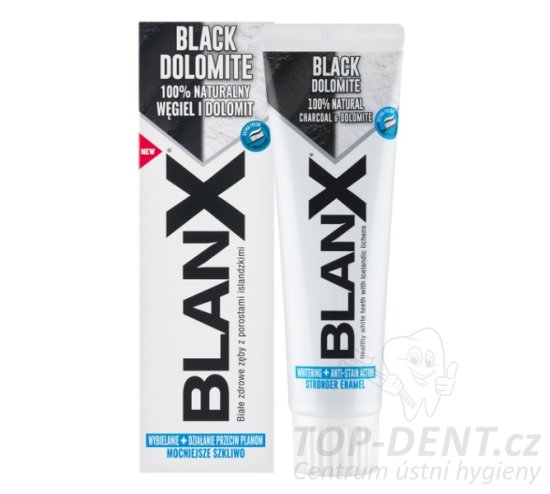 BlanX Black DOLOMITE bieliaca zubná pasta s čiernym uhlím a lišajníkom, 75ml