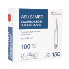 Wellsamed skalpelové nerezové čepelky fig. 15C, 100 ks