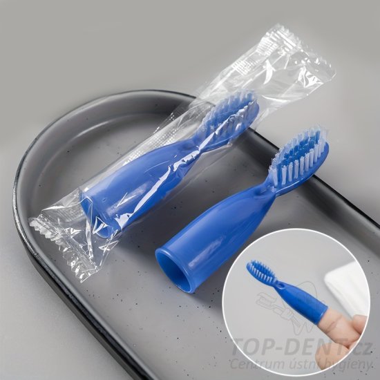 Zubní kartáček pes / kočka, prstový (modrý)