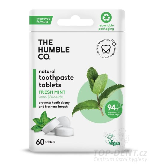 Humble čistící tablety na zuby s fluoridem (máta), 60ks