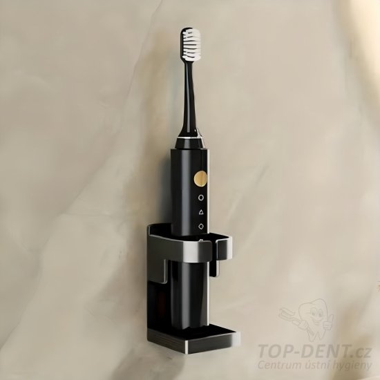 Nástěnný držák na elektrické kartáčky, 1 ks (černý)