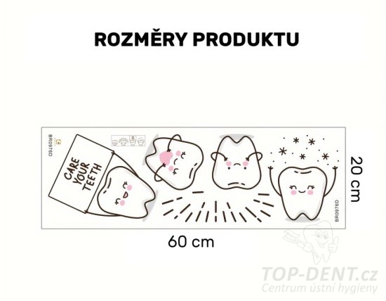 Samolepicí PVC nástěnná dekorace (zuby), 4 ks