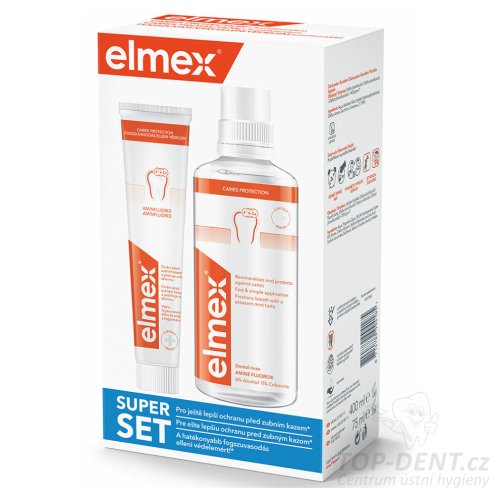 Elmex Super Set Caries Protection ústní voda 400ml + zubní pasta 75ml