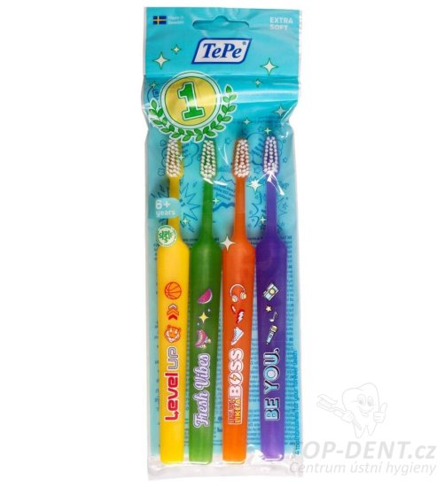 TEPE Kids X-soft dětský zubní kartáček od 6 let , 4ks (sáček)