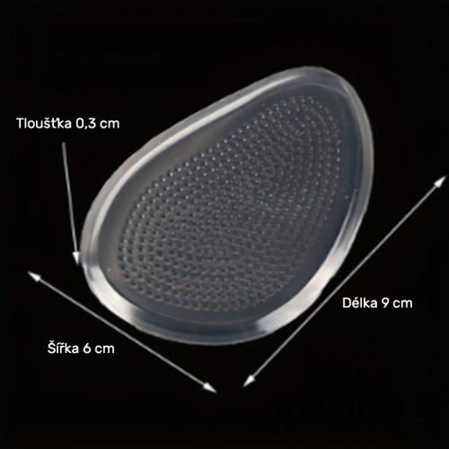 Protišmykové silikónové výstelky do topánok, predné - transparent, 2 ks