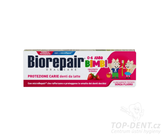 BioRepair Kids dětská zubní pasta bez fluoridů 0-6 let (jahoda), 50ml
