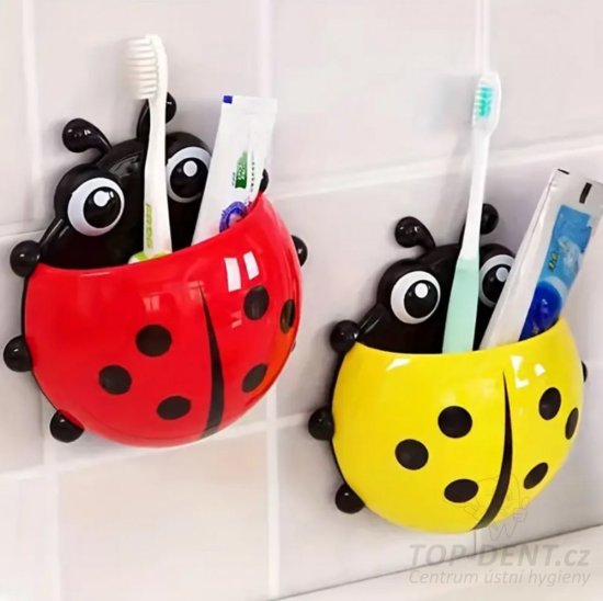 Držák na zubní kartáčky beruška - žlutá, 1 ks