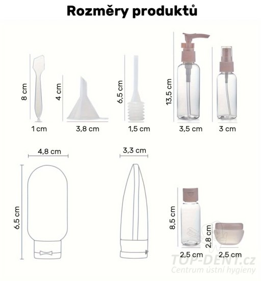 Cestovní sada lahviček, 11 ks