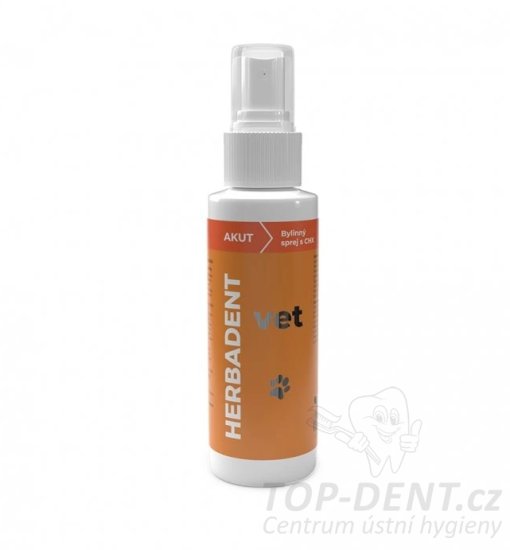 HERBADENT VET AKUT Bylinný ústní sprej s chlorhexidinem pro psy a kočky, 90 ml