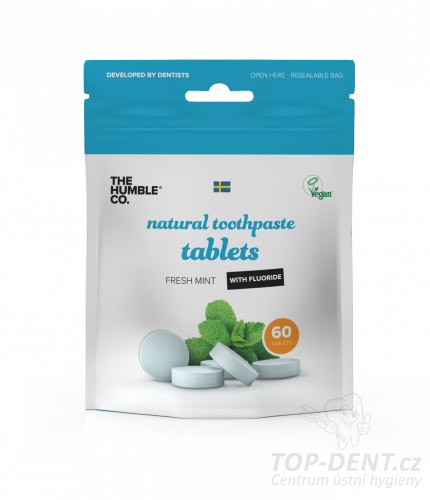 Humble čistící tablety na zuby s fluoridem (máta), 60ks