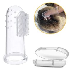 Zubná kefka pes / mačka, prstová gumová (transparent)