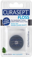 Curasept Floss Black voskovaná zubní nit s CHX (mint), 50 ks