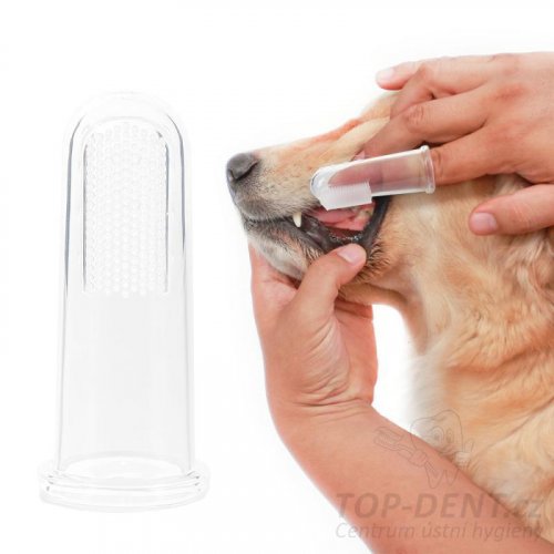 Zubní kartáček pes / kočka, prstový gumový (transparent)