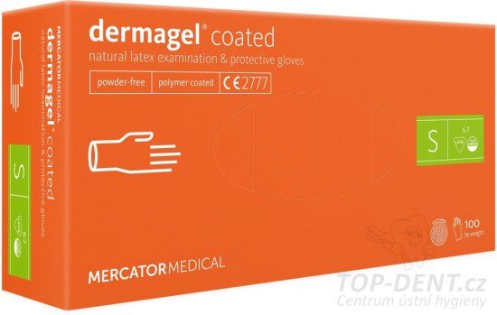 MERCATOR Dermagel Coated latexové vyšetřovací rukavice S (6-7) , bílé, 100ks