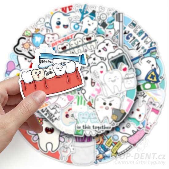 Sada samolepek s dentální tématikou, 50 ks