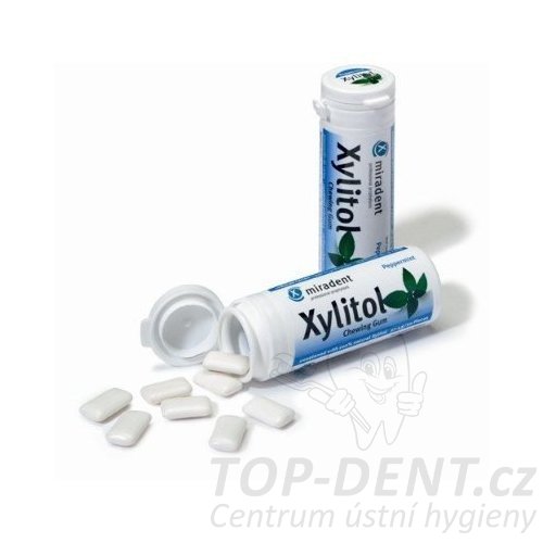 Miradent Xylitol žvýkačky peppermint, 30ks