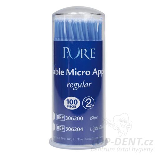 PURE Microbrush štětečky Regular (modré), 100ks