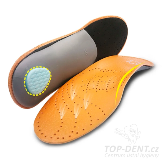 Kožené ortopedické vložky na podporu klenby, vel. 35-46