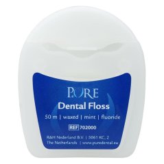 PURE dentální nit s floridy voskovaná (mint), 50m