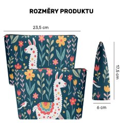 Toaletná taštička s motívom alpaky (modrá), 1 ks