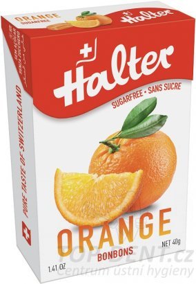 Halter Orange bonbóny bez cukru, 40g