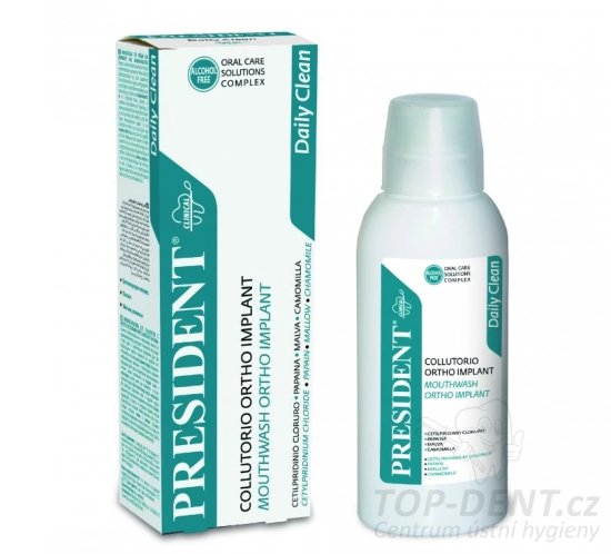 PresiDENT Ortho Implant ústní voda antibakteriální pro rovnátka a implantáty, 200ml