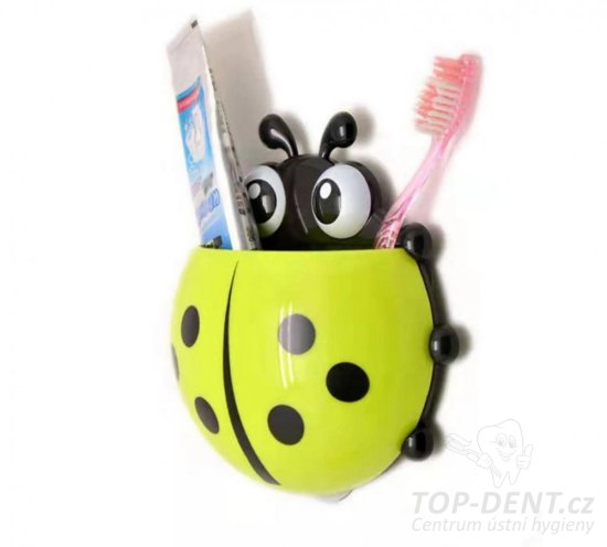 Držák na zubní kartáčky beruška - žlutá, 1 ks