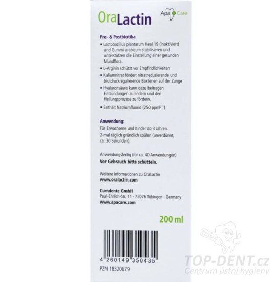 ApaCare OraLactin postbiotická ústní voda, 200ml