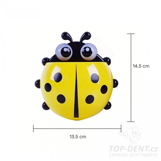 Držák na zubní kartáčky beruška - žlutá, 1 ks