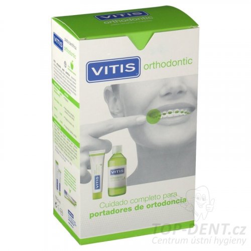 VITIS Orthodontic PACK zubní pasta (100ml) + ústní voda (500ml) + zubní kartáček