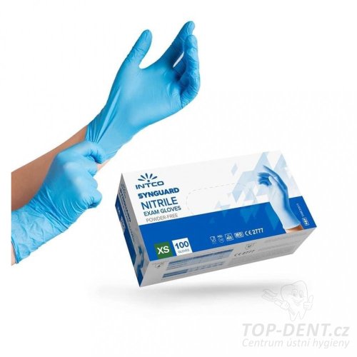 INTCO Nitrilové jednorázové modré vyšetřovací rukavice XS (5-6), 100ks