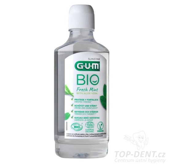 GUM BIO ústní voda s Aloe Vera (fresh mint),  500ml