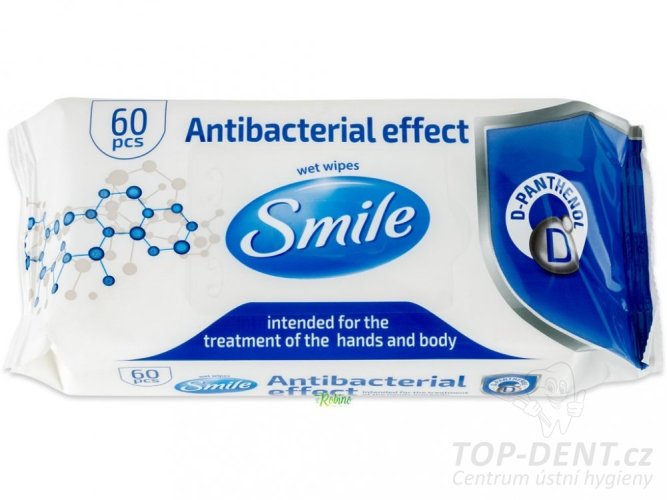 Smile Wet Wipes antibakteriální ubrousky s D-Panthenolem, 60 ks
