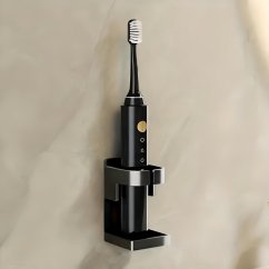 Nástěnný držák na elektrické kartáčky, 1 ks (černý)