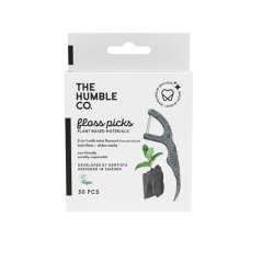 Humble Floss picks BLACK dentální mečíky s aktivním uhlím (mint), 50ks