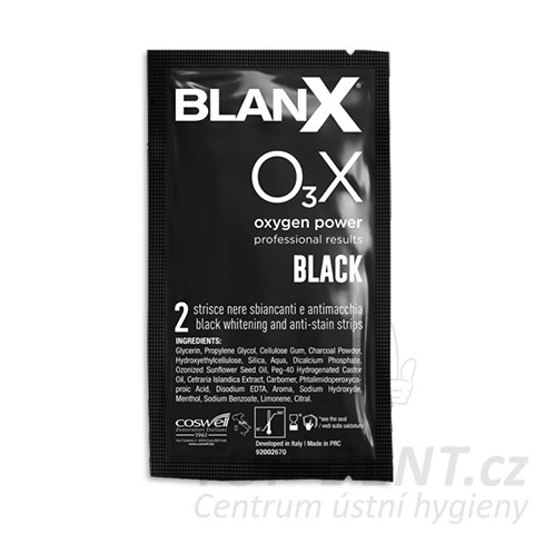 BlanX O3 X Black Fast Action bělící pásky na zuby, 10ks